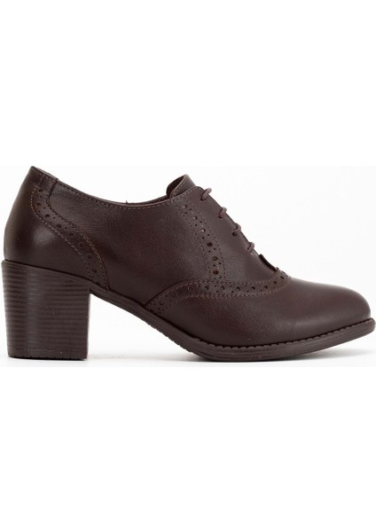 Kadın Deri Bağcıklı Klasik Topuklu Ayakkabı Klasik Kadın Ayakkabı Siyah 38 modelleri