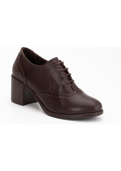 Kadın Deri Bağcıklı Klasik Topuklu Ayakkabı Klasik Kadın Ayakkabı Siyah 38 fırsatları