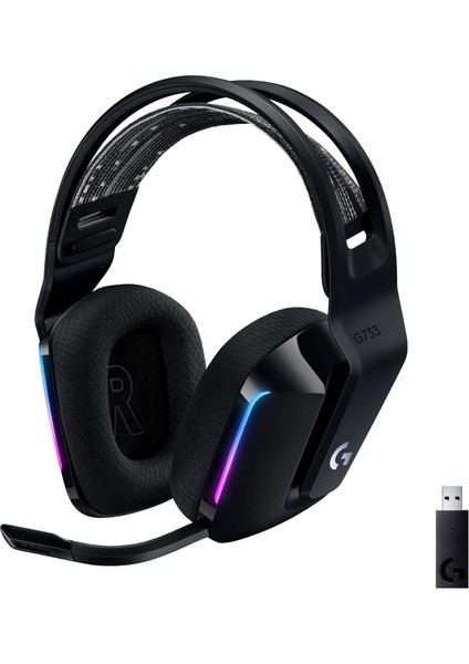 G G733 Lıghtspeed Kablosuz Kulak Üstü Oyuncu Kulaklığı, Lıghtsync Rgb, Blue Voice Mikrofon, Askılı Kafa Bandı, Pro-G Ses Sürücüleri, 29 Saat Pil Ömrü, Siyah