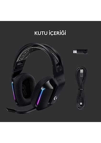 G G733 Lıghtspeed Kablosuz Kulak Üstü Oyuncu Kulaklığı, Lıghtsync Rgb, Blue Voice Mikrofon, Askılı Kafa Bandı, Pro-G Ses Sürücüleri, 29 Saat Pil Ömrü, Siyah
