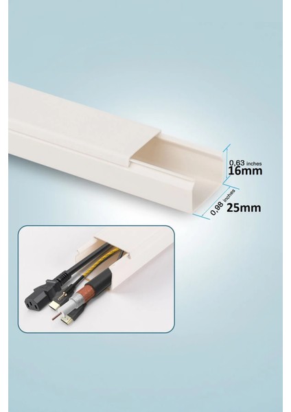 2m Kendinden Yapışkanlı 25X16MM Kablo Kanalı Kolay Montaj Temiz Görünüm Pvc Kablo Gizleyici fırsatları