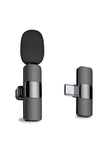 Android Bilgisayar Için Profesyonel Kablosuz Yaka Yaka Mikrofonu - Kablosuz Yönlü Kondenser Kayıt Mikrofonu USB C Arayüzü ile Röportaj Video Podcast Vlog Youtube