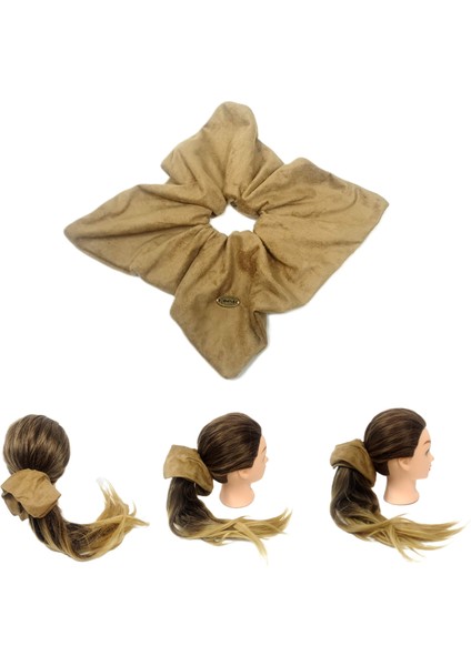 Ince Süet Kumaş Büyük Boy Scrunchie – Yumuşak Doku Saç Tokası