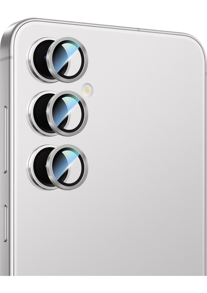 Samsung Galaxy S24 Plus Caseworld Alloy Serisi Oleofobik Anti Reflective Kamera Lens Koruyucu Gümüş