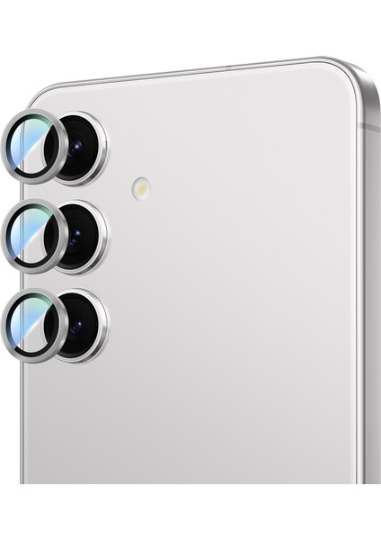 Samsung Galaxy S24 Plus Caseworld Alloy Serisi Oleofobik Anti Reflective Kamera Lens Koruyucu Gümüş