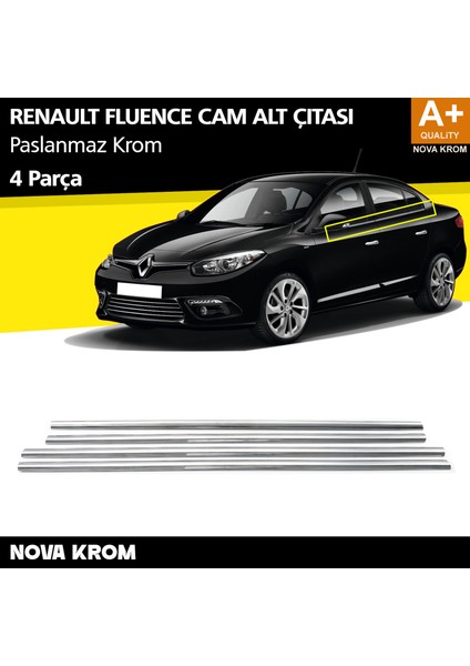 Renault Fluence Krom Cam Çıtası 4 Prç 2010-2016