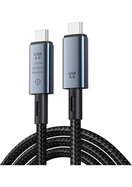 40GBPS 240W 4.0 Thunderbolt Type-C To Type-C Şarj, Data ve 8k 60Hz Görüntü Aktarım Kablosu Tip C 1.5 Metre ZR851