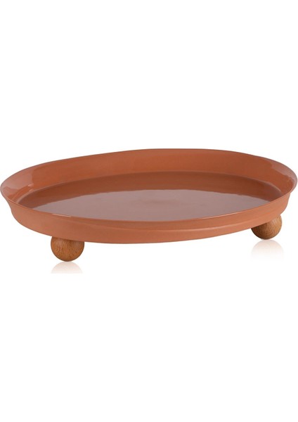 Limoges Ahşap Ayaklı Tabak Terracota 27X23X7 cm