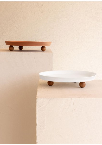 Limoges Ahşap Ayaklı Tabak Terracota 27X23X7 cm modelleri
