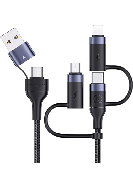 Pd 60W USB C Çok Hızlı Şarj Kablosu Naylon Örgülü Kablo 5'i 1 Arada 3A Usb/c Tipi C/mikro/telefon Hızlı Senkronizasyon Şarj Adaptörü Dizüstü Bilgisayar/tablet ile Uyumlu