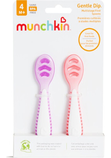 Gentle Dip İlk Bebek Kaşığı | 2’li Set | 4 Ay+ | Aşamalı Beslenme | BPA İçermez | Unisex |Pembe/Mor fırsatları