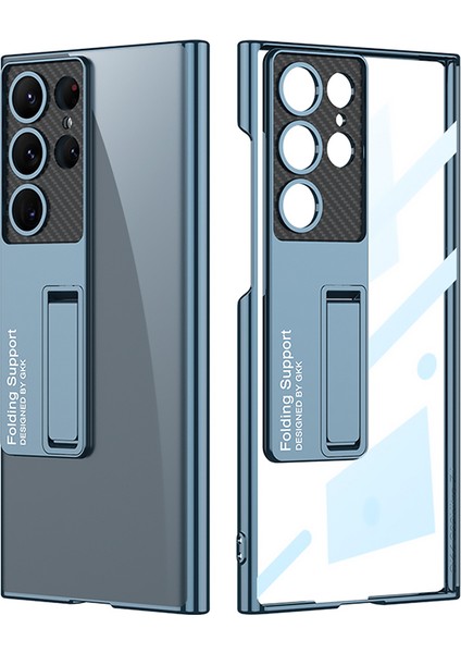 Samsung Galaxy S23 Ultra Kılıf Kamera Korumalı Şeffaf Sarrmaz Standlı Kapak LEGO