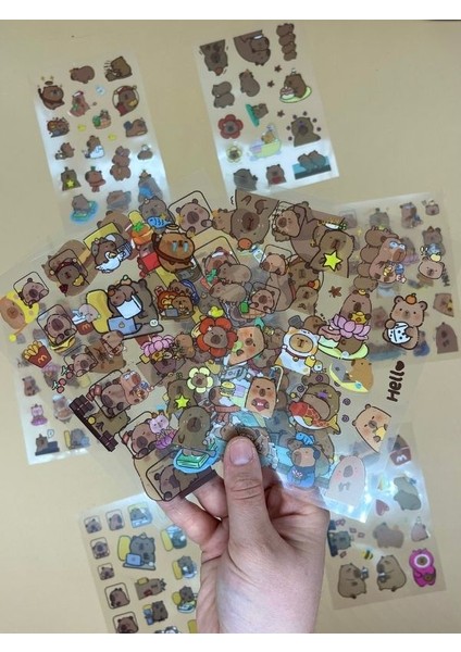 Recruıting Wealth 6 Yaprak 112 Adet Capybara Sticker Set/su Geçirmez/etiket/kapibara/bullet Journal