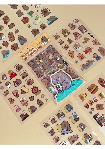Recruıting Wealth 6 Yaprak 112 Adet Capybara Sticker Set/su Geçirmez/etiket/kapibara/bullet Journal