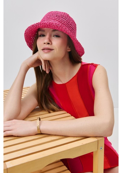 El Örgüsü Hasır Şapka Y8208 Bej modelleri