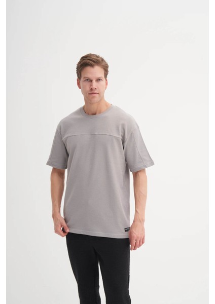 Bisiklet Yaka Gri Erkek T-Shirt 4125