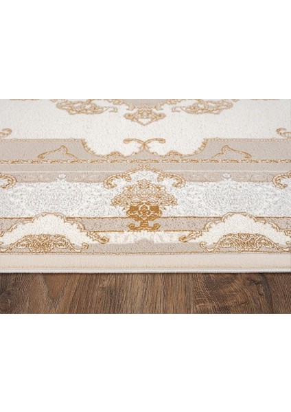 Flora FR007A Beyaz Gold Koridor Halısı Mutfak Halısı Salon Halısı modelleri