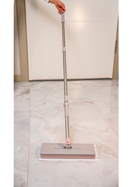 Click Mop, Akıllı Mop Paleti – Paslanmaz Çelik Saplı, Katlanabilir Mikrofiber Temizlik Aparatı