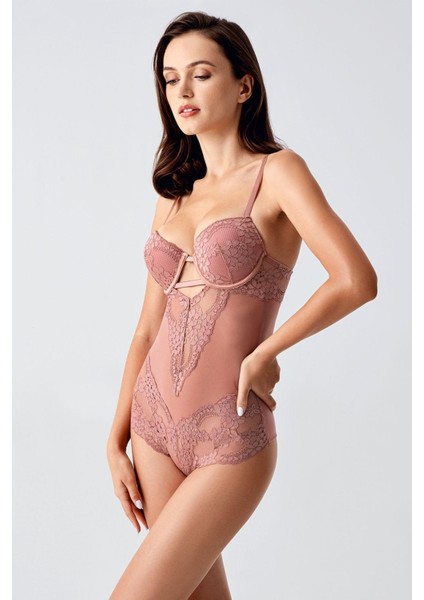 Push Up Dantel Detaylı Bodysuit C15098 Kiremit modelleri