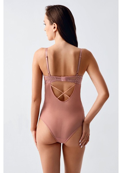 Push Up Dantel Detaylı Bodysuit C15098 Kiremit fırsatları