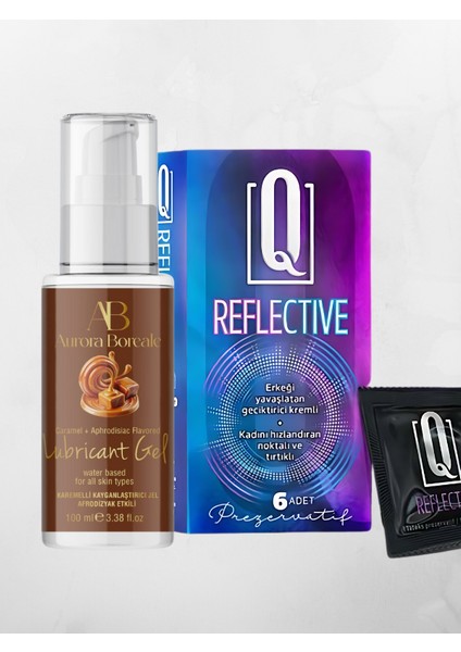 Karamel Aromalı Jel 100 ml + Q Reflective 6'lı Kondom Hediyeli