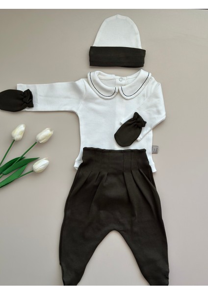 Haki Hastane Çıkışı Set (Body, Pantolon, Bere, Eldiven) fiyatları