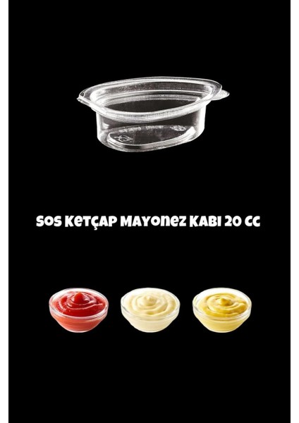 Çiğköfte Sos Kabı Ketçap Mayonez Nar Ekşisi 20 cc Sızdırmaz Sos Kabı Kapaklı Sos Kap 100 Adet