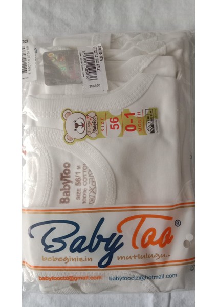 Cantaz Babytoo Organik %100 Pamuk Bisiklet Yaka Askılı Çıtçıtlı Bebek Badi Zıbın Atlet 1-9 Ay