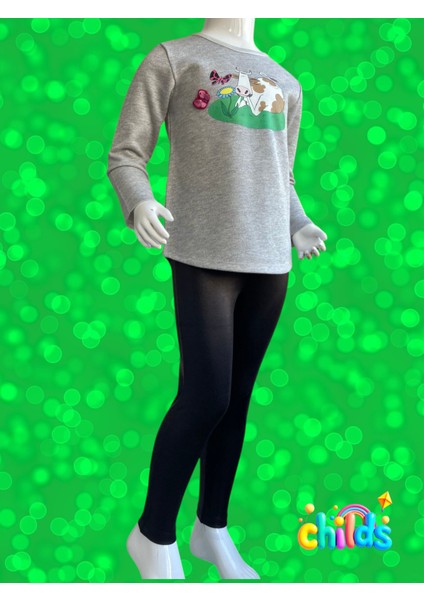 Uzun Kol Simli Iki Iplik Şardonsuz Pamuklu Sweatshirt Kız Çocuk fiyatları