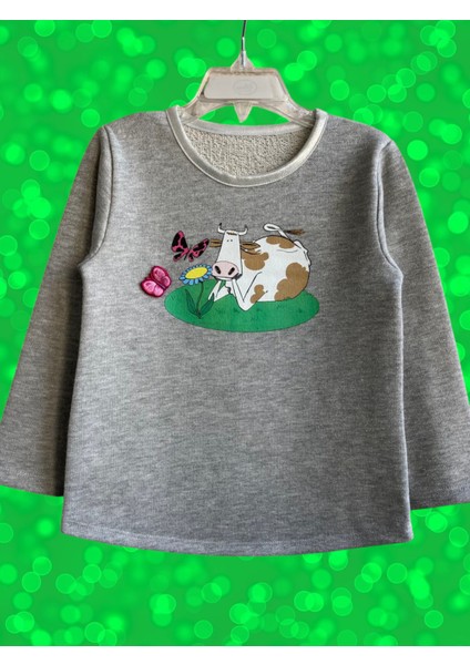 Uzun Kol Simli Iki Iplik Şardonsuz Pamuklu Sweatshirt Kız Çocuk modelleri
