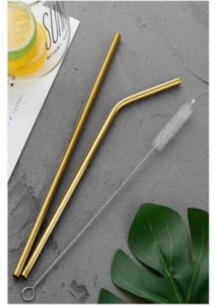 Paslanmaz Gold Çelik Pipet ve Temizlik Fırçası 3 Parça Set Pratik Ürünler Sunum ve Kokteyl Ürünleri fiyatları