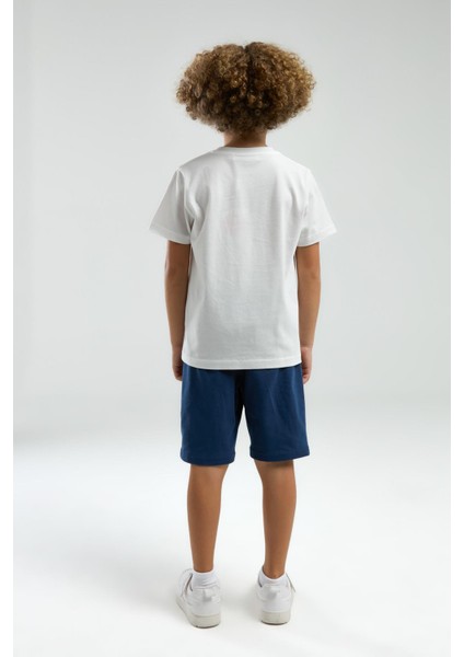 3304 Erkek Çocuk Beyaz Kısa Kollu Şortlu Bermuda Pijama Takım fırsatları