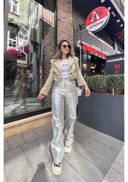 Leg Kaplama Straihgt Jean Mint Yeşili
