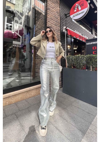 Leg Kaplama Straihgt Jean Mint Yeşili