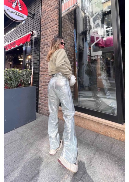 Leg Kaplama Straihgt Jean Mint Yeşili