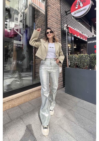 Leg Kaplama Straihgt Jean Mint Yeşili