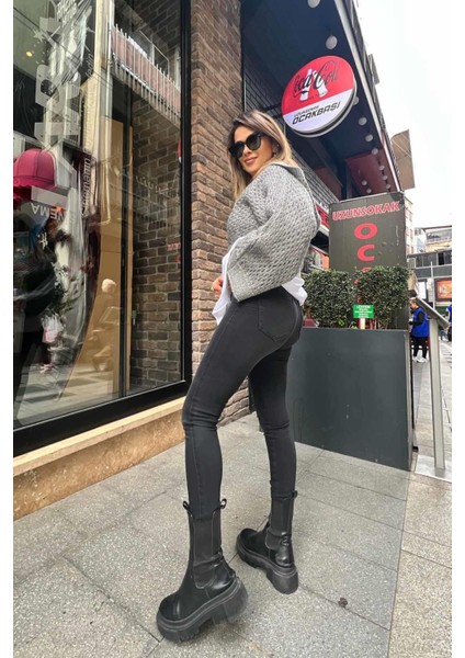 Likralı Sıknny Jean Soluk Siyah
