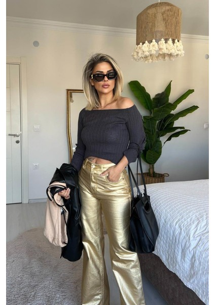 Varaklı Straight Pantolon Gold fiyatları