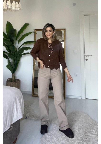 Yüksek Bel Straight Jean Vizon fiyatları