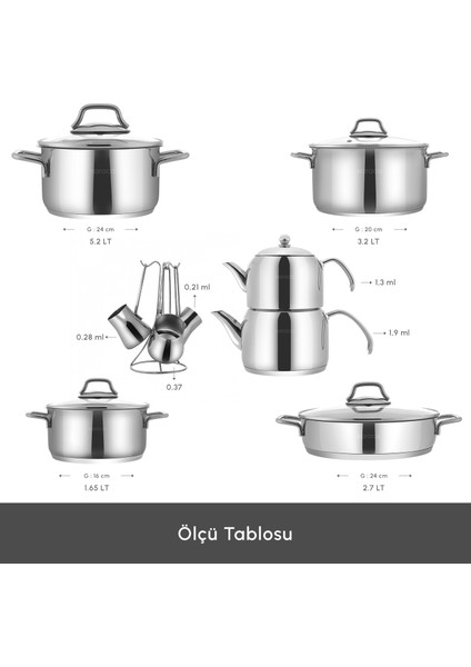 Belgrad Indüksiyon Tabanlı 15 Parça Çelik Çeyiz Seti (Karaca Astrid 6 Lt Düdüklü Tencere Hediyeli)