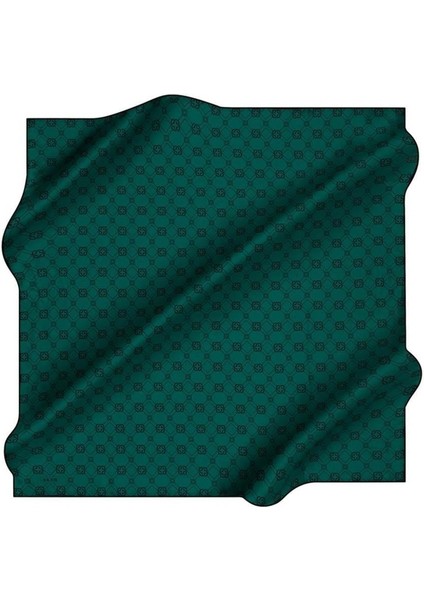 Tivil Ipek Eşarp 8686713-914 47485 Zümrüt Yeşil-Siyah Monogram Desen