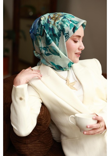 Tivil Ipek Eşarp 11467-26 Mavi Karışık Desen