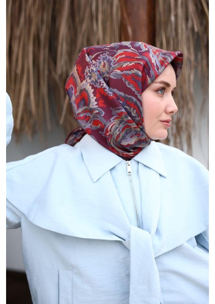 Tivil Ipek Eşarp 11469-50 Bordo-Mor Karışık Desen