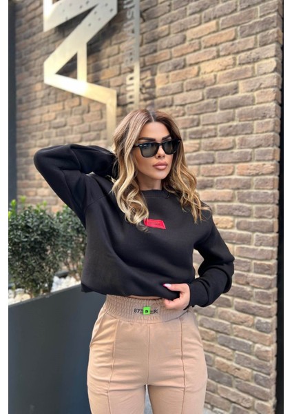 Paça Lastikli Dikişli Eşofman Bej