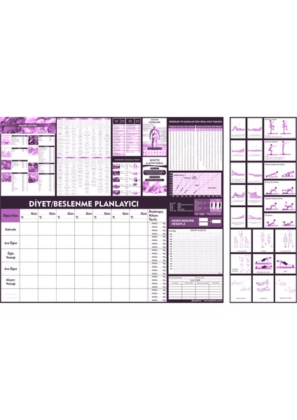 Statik Kağıt Diyet Beslenme Planlayıcı 100 cm X120 cm Nrmsa