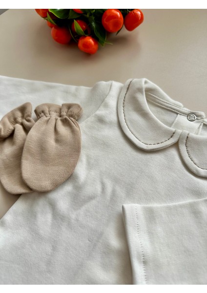 Sütlü Kahve Hastane Çıkışı Set (Body, Pantolon, Bere, Eldiven) fırsatları