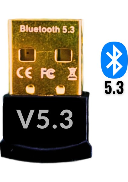 Bluetooth 5.3 USB Adaptör - Kablosuz Bluetooth Dongle Alıcı - Pc & Laptop Uyumlu