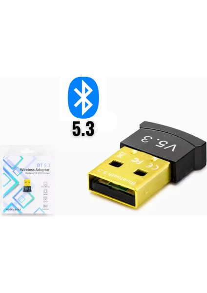 Bluetooth 5.3 USB Adaptör - Kablosuz Bluetooth Dongle Alıcı - Pc & Laptop Uyumlu