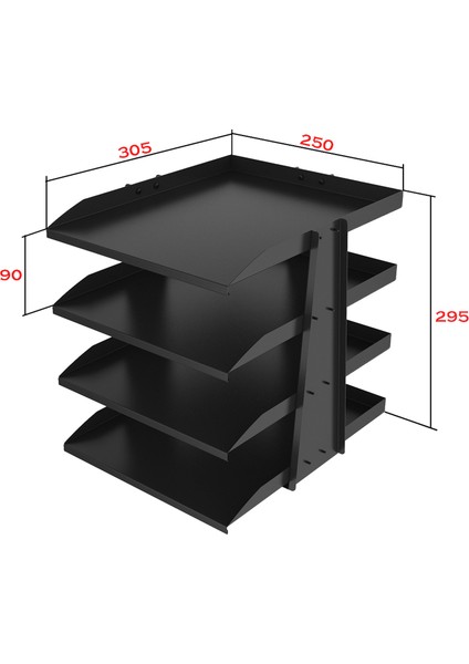 Steelline 4 Katlı Metal Dosya Rafı - Masa Üstü Ultra Sağlam Ofis Organizer (29.5X30.5X25CM)