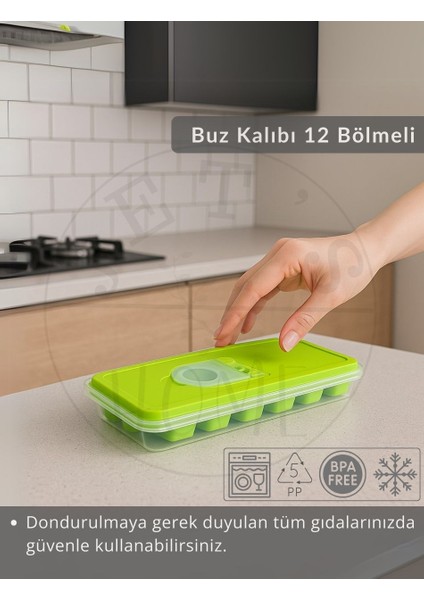 12 Bölmeli Buz Kalıbı Esnek Silikon Buz Küpü Bpa Free Kare Bas Parmak Buzluk 3x3 Yeşil fiyatları